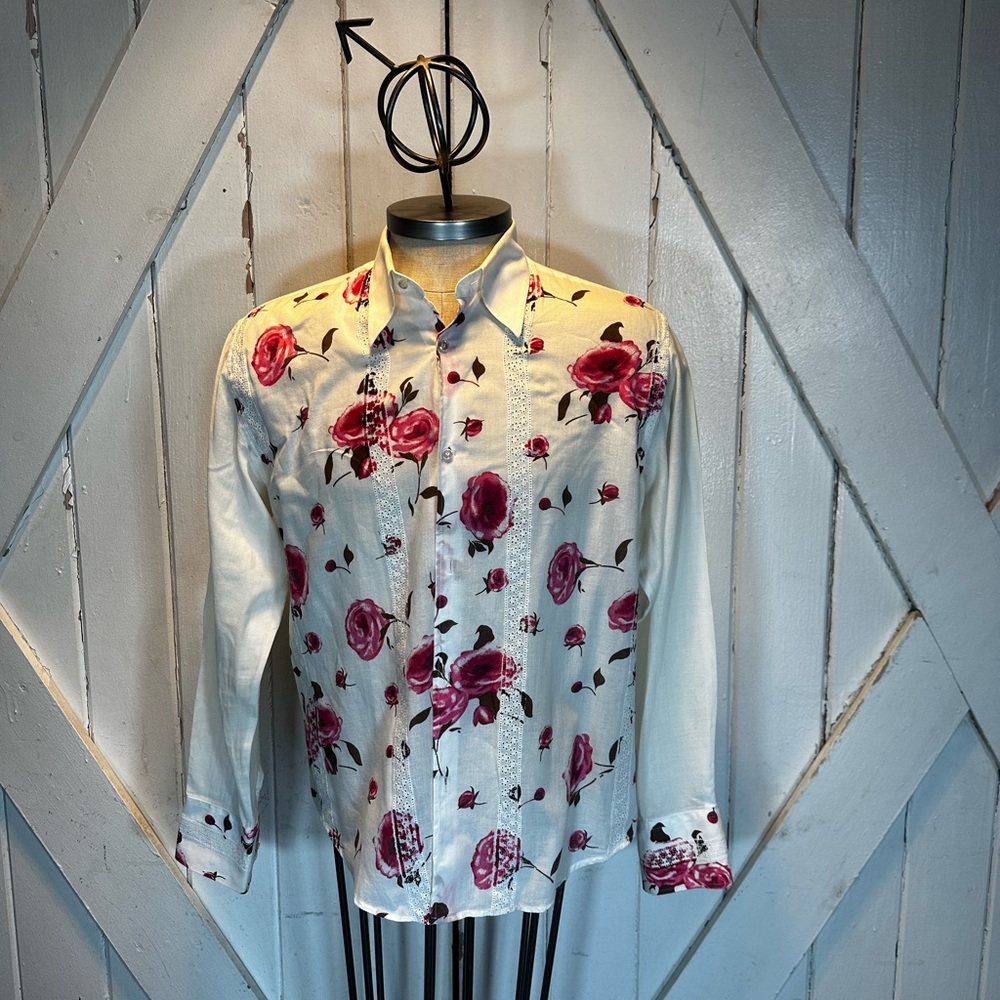 Floral White and Pink Men's Shirt